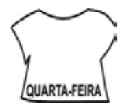 Camiseta branca, sem cor, com a inscrição «Quarta-feira».
